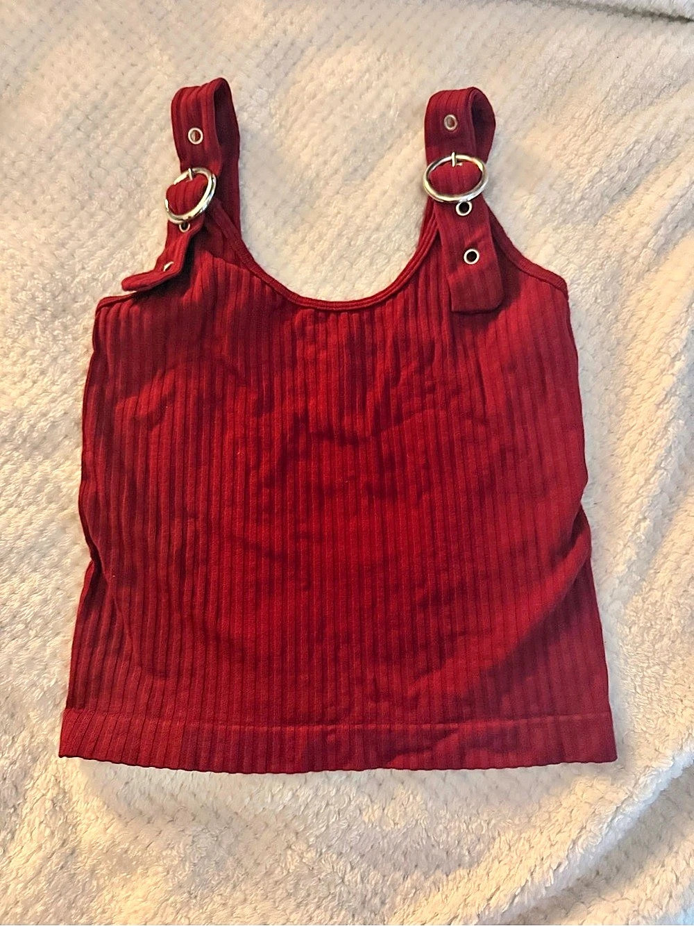 Dynamic Ribbed Tank Top in Red Like New